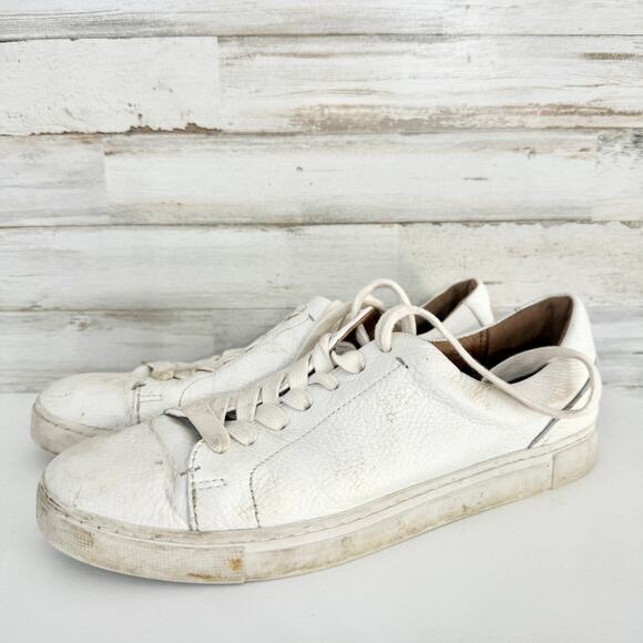 Frye Shoes Womens Leather Sneakers White Casual Low Top Lace Up Gates Size 8 - Picture 1 of 4